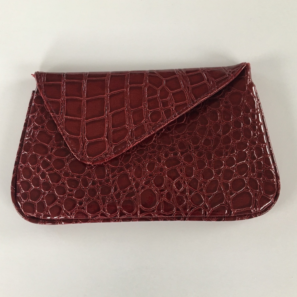 Red Clutch faux Crocodile w/ hidden magnet closure